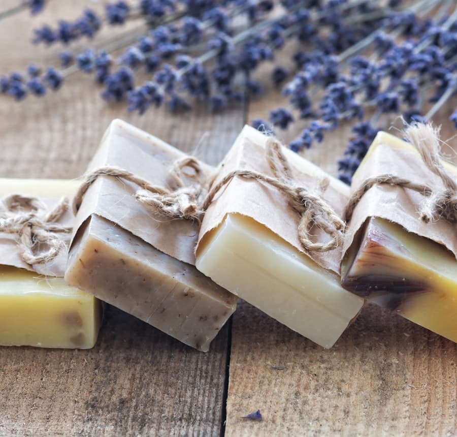 A handmade floral soap bar